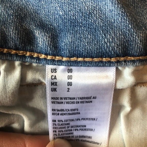 American Eagle Next Level Mid Rise Med Wash Super Stretch Denim Shorts Size 00 - Picture 7 of 7